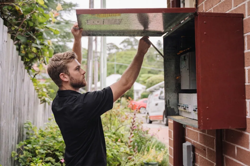Electrician installing downlights in a Frenchs Forest home